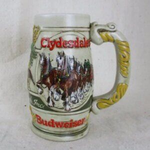 Budweiser Clydesdales Amheuser Busch Beer Stein Ceramic Mug 1983 Ceramarte